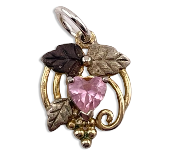 sterling silver faceted pink glass gold plated pendant