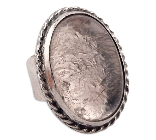 size 4.75 sterling silver rutilated quartz ring