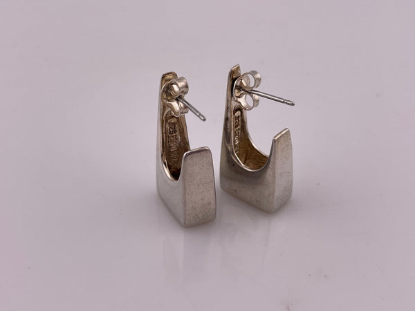 sterling silver Espo chunky stoneless J shaped post earrings