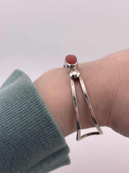 sterling silver coral cuff bracelet