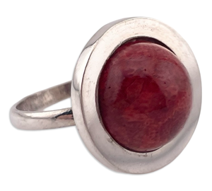 size 8.75 sterling silver sponge coral ring
