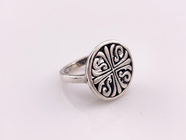 size 5.5 sterling silver stoneless cut-out round cross ring