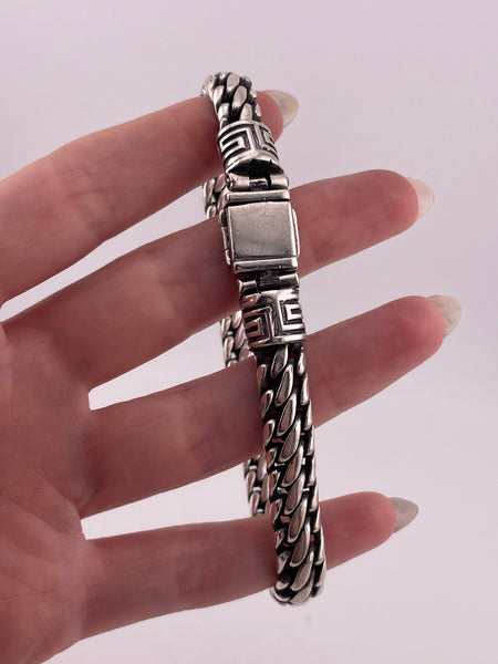 sterling silver 9" 53 gram heavy Mexican chain link bracelet