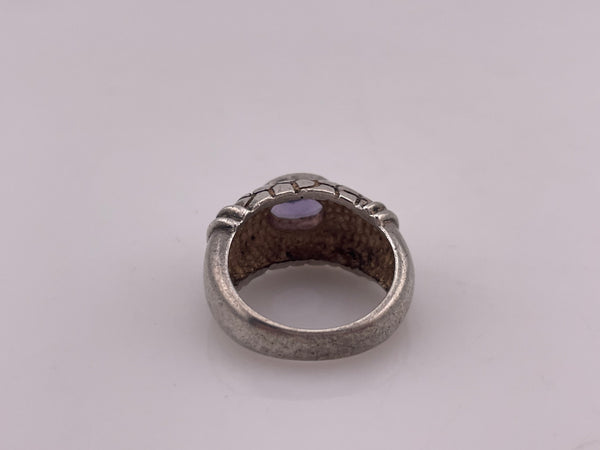 size 6 sterling silver faceted amethyst textured ring ***AS IS***