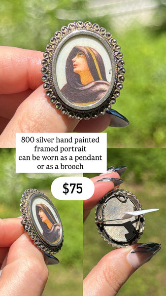 RESERVED PRIVATE LISTING -- 800 silver portrait pendant brooch B4