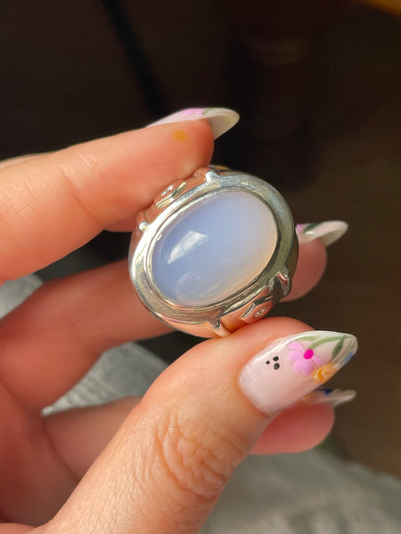 size 11 sterling silver agate rhinestone ring