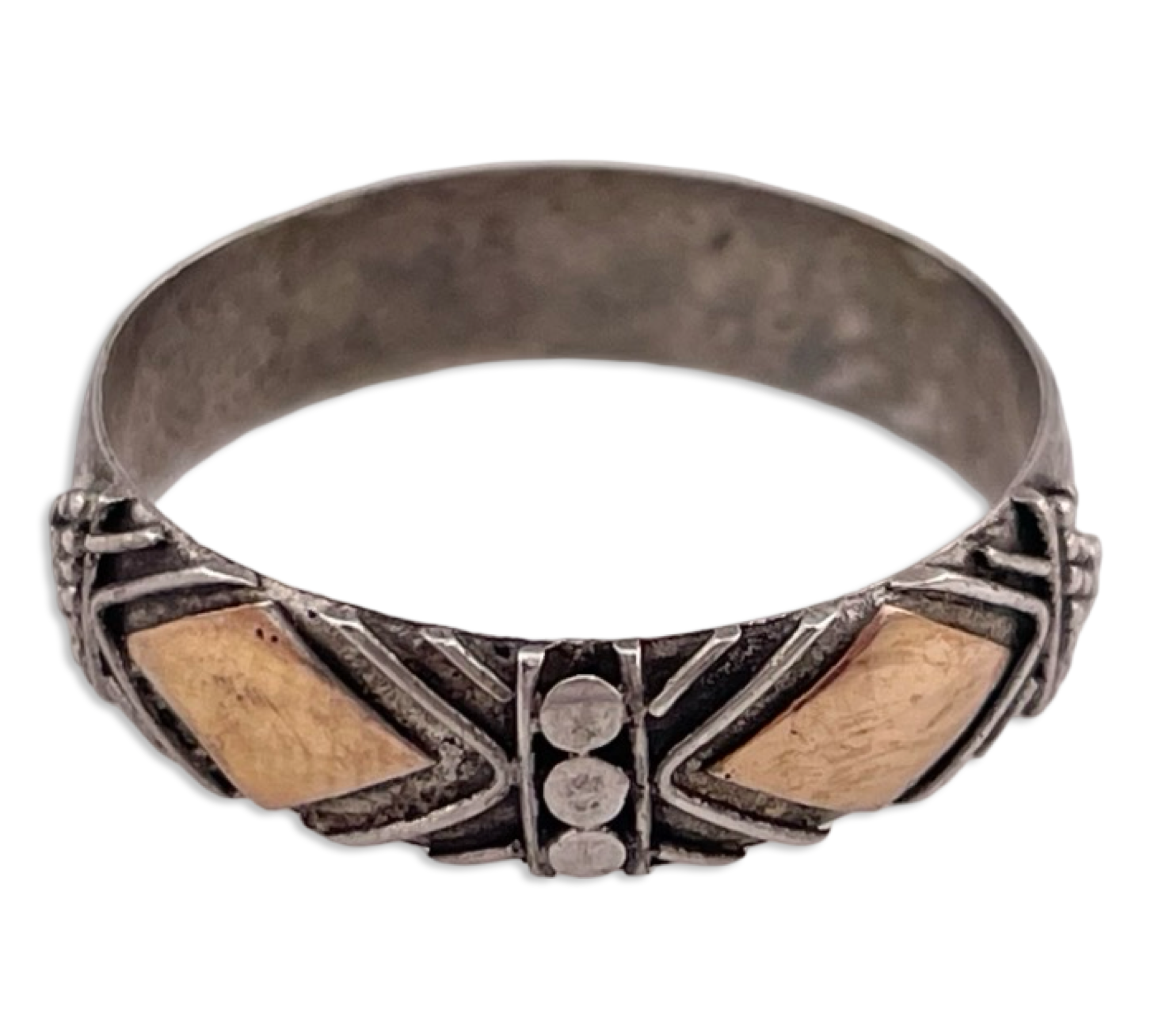 size 7 sterling silver gold wash dot design ring