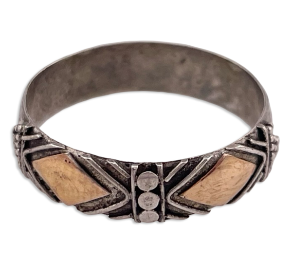 size 7 sterling silver gold wash dot design ring