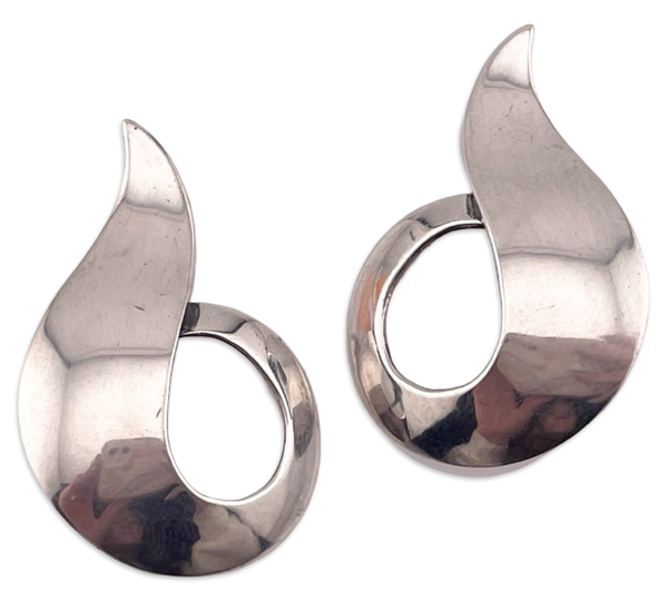 sterling silver Coro stoneless clip-on earrings