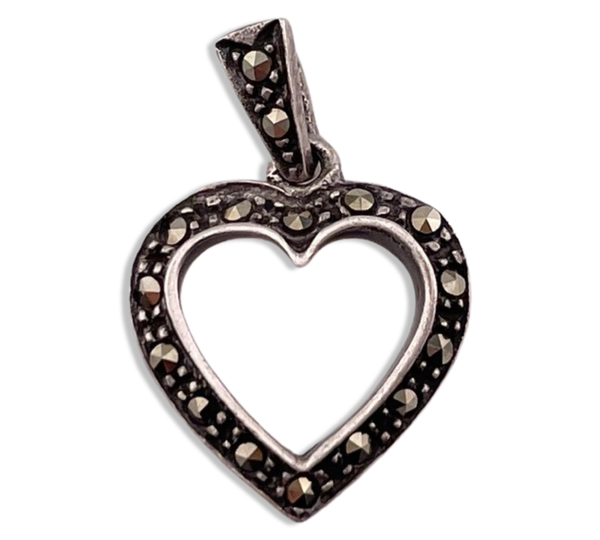 sterling silver marcasite heart pendant