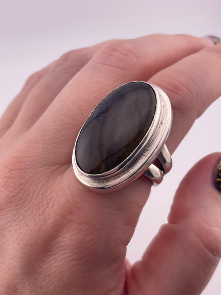 size 10 sterling silver chunky oval labradorite ring