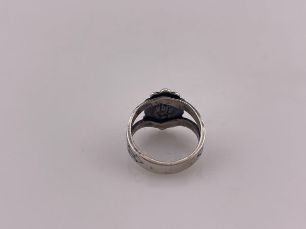 size 1.25 sterling silver turquoise stamped band ring