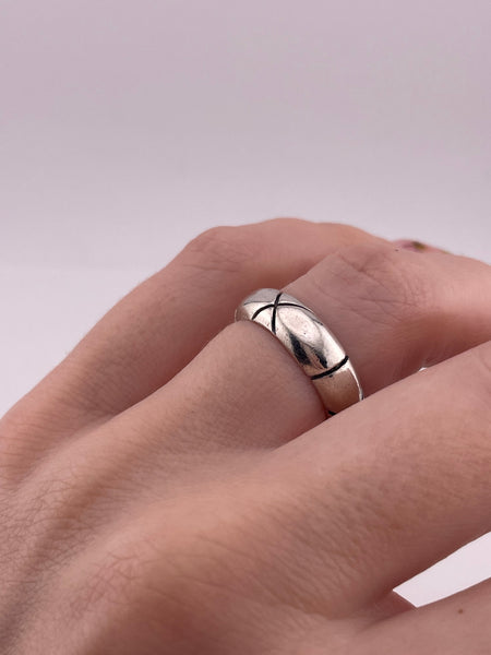 size 7 sterling silver Mexican chunky X band ring