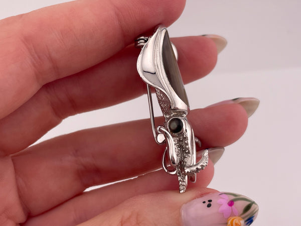 sterling silver Kovel mother of pearl squid pendant brooch