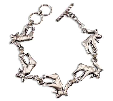 sterling silver artisan Glen Sandoval moose link bracelet