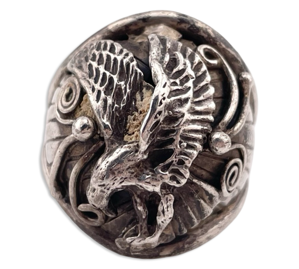 size 12.25 sterling silver eagle ring