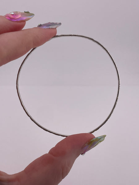 sterling silver 7 3/4" textured bangle bracelet