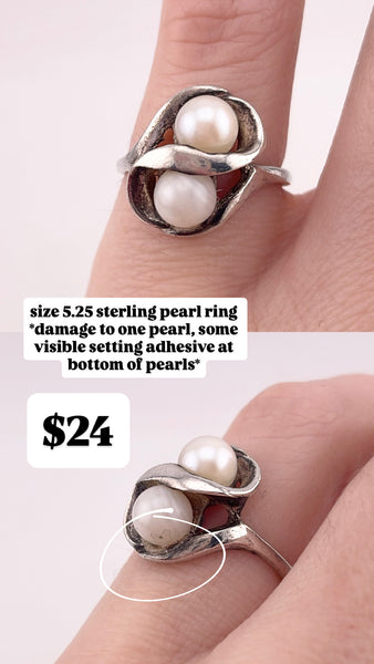 RESERVED PRIVATE LISTING -- sterling silver pearl ring B27