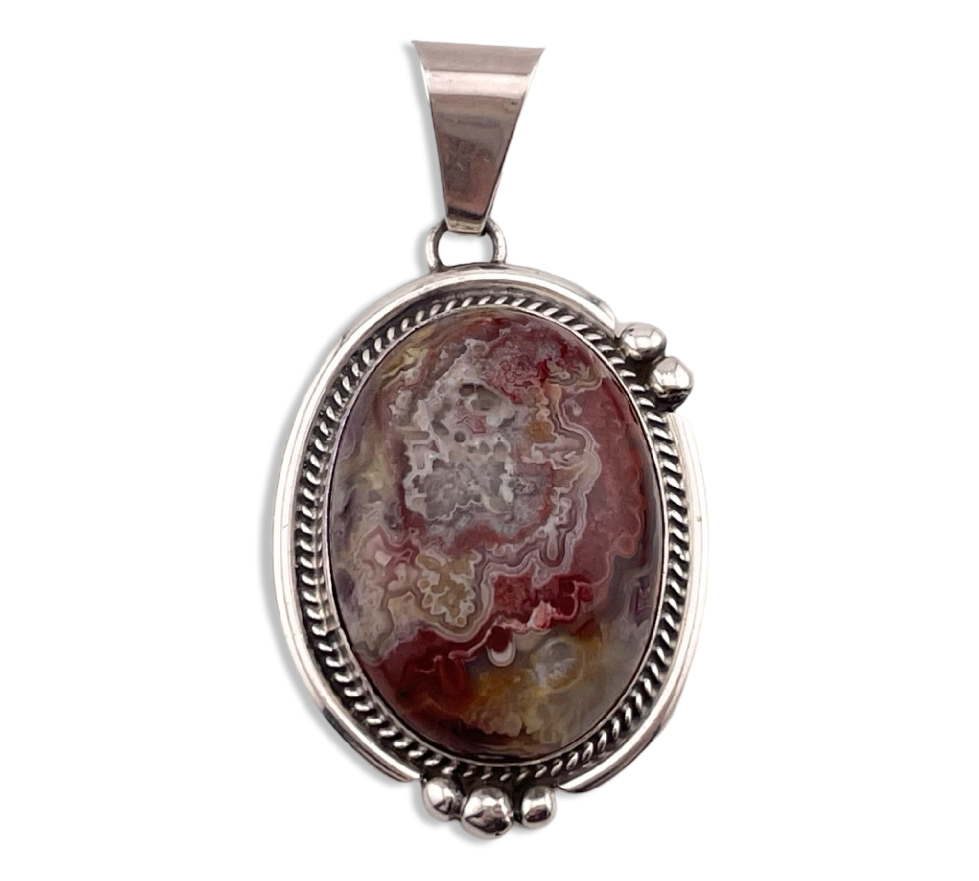 sterling silver crazy lace agate pendant