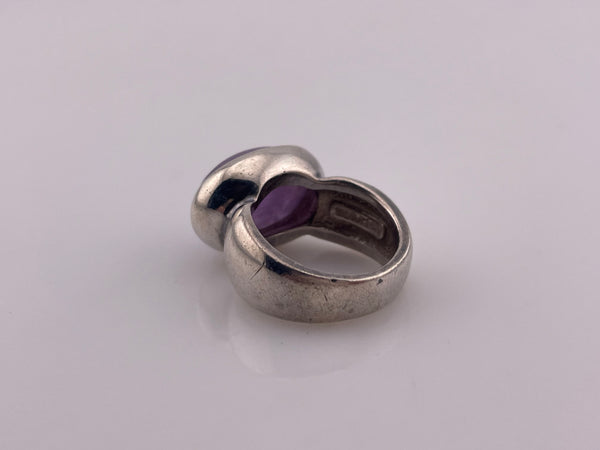 size 6 sterling silver Espo chunky heavy amethyst ring