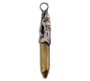 sterling silver & brass brutalist pendant