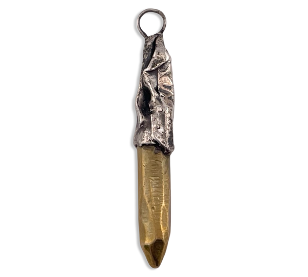sterling silver & brass brutalist pendant