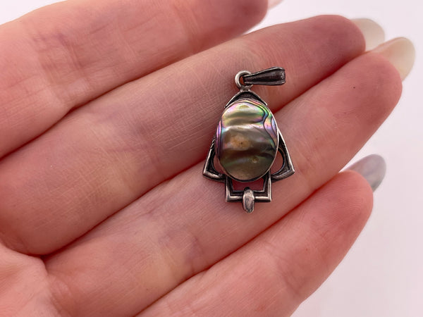 sterling silver blister abalone pendant