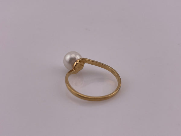 size 7.25 sterling silver gold plated plastic pearl ring