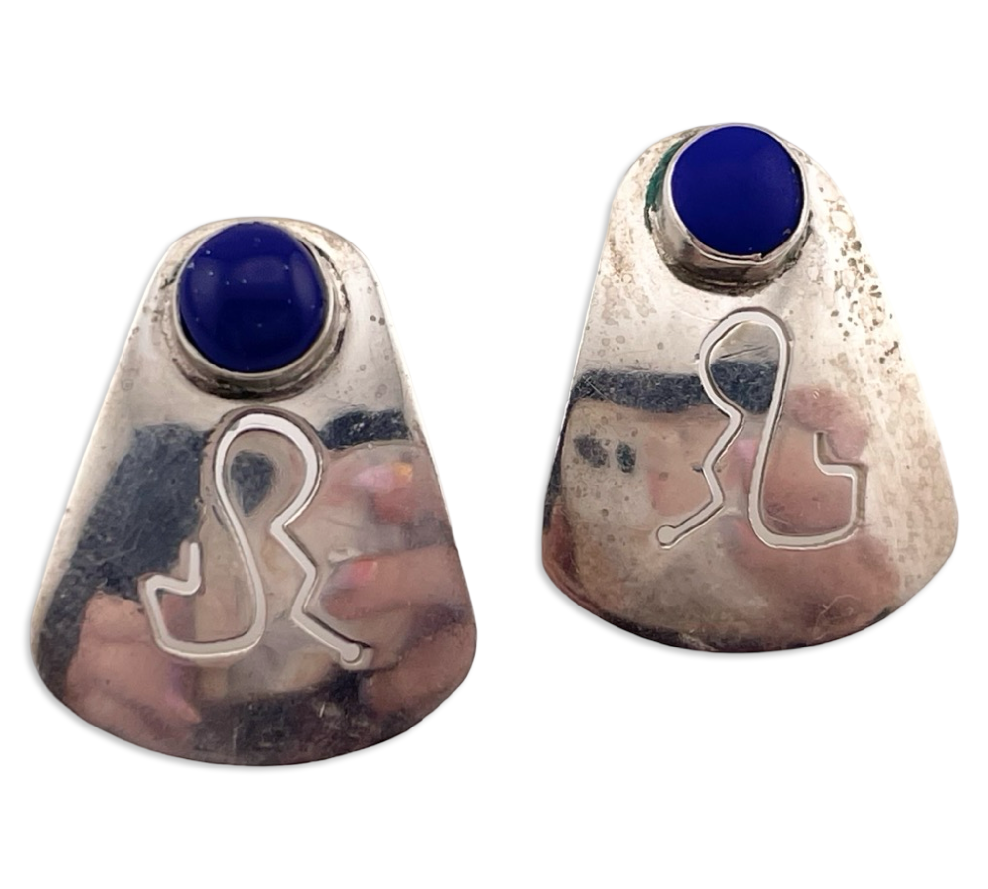 sterling silver lapis cut-out design post earrings