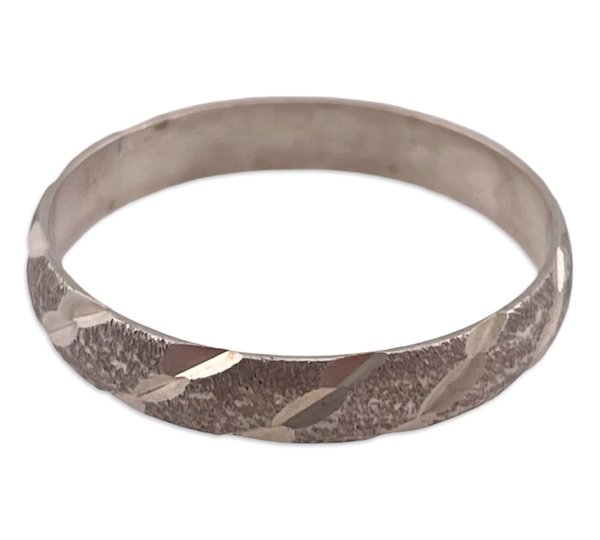 size 10.25 sterling silver diamond cut matte finish band ring