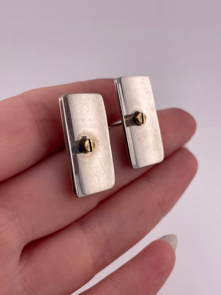 sterling silver Mexican brass screw-head post earrings