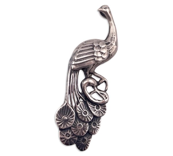 sterling silver pressed peacock pendant brooch