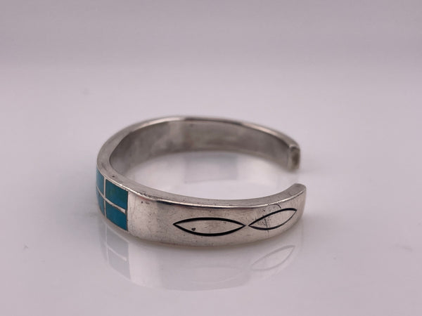 sterling silver turquoise inlay cuff bracelet