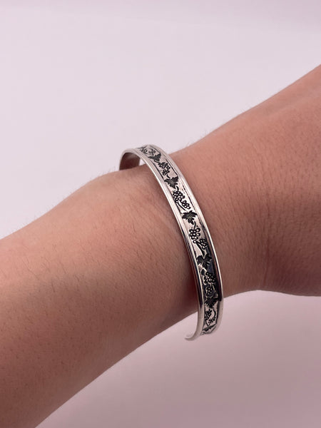 sterling silver Ed Levin grapes & leaves stoneless cuff bracelet