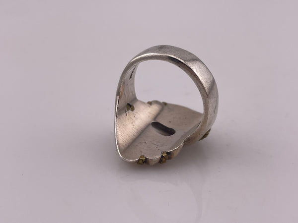 size 8.25 sterling silver & brass stoneless ring