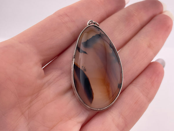 sterling silver Montana agate pendant