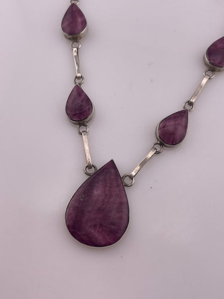 sterling silver 18" purple spiny oyster necklace