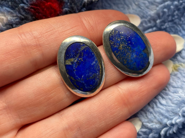 sterling silver lapis post earrings
