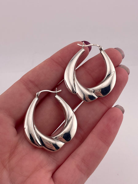 sterling silver puffy shaped hoop earrings