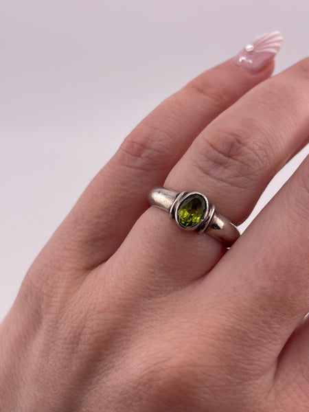 size 6.25 sterling silver faceted peridot ring