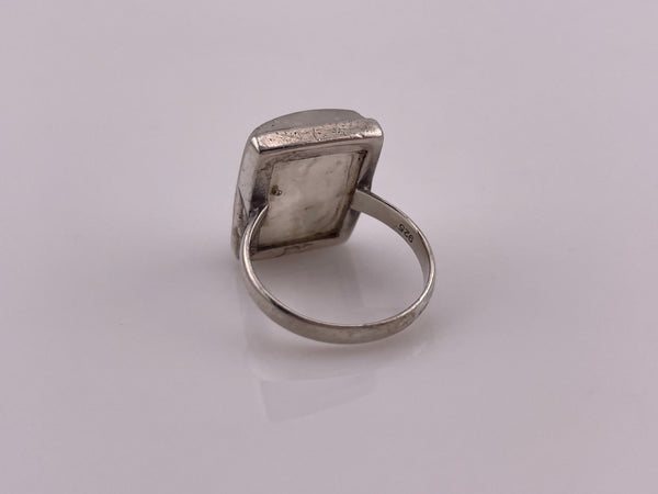 size 6.75 sterling silver rectangle rainbow moonstone ring ***AS IS***