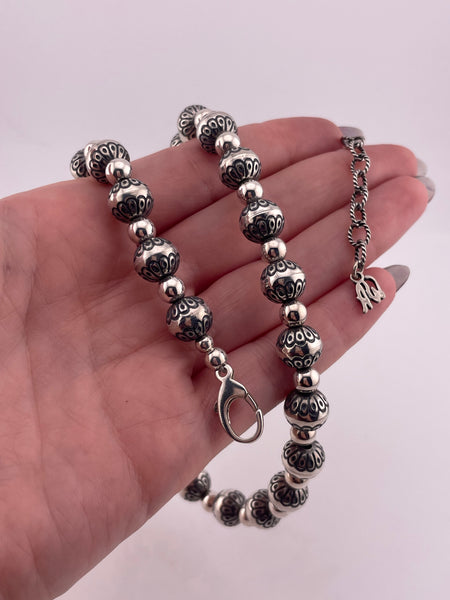 sterling silver Carolyn Pollack stamped bead stoneless pearl necklace