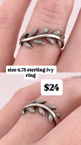 RESERVED PRIVATE LISTING -- sterling silver ivy ring B20