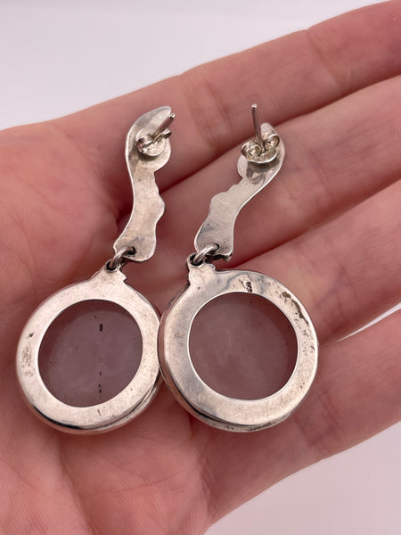 sterling silver rose quartz post dangle earrings