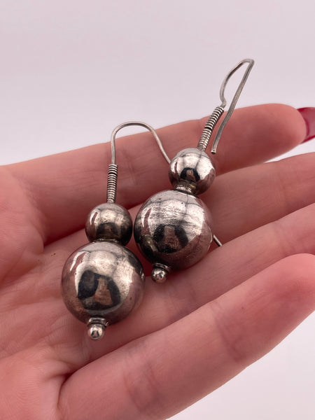 sterling silver stoneless ball dangle earrings **AS IS**