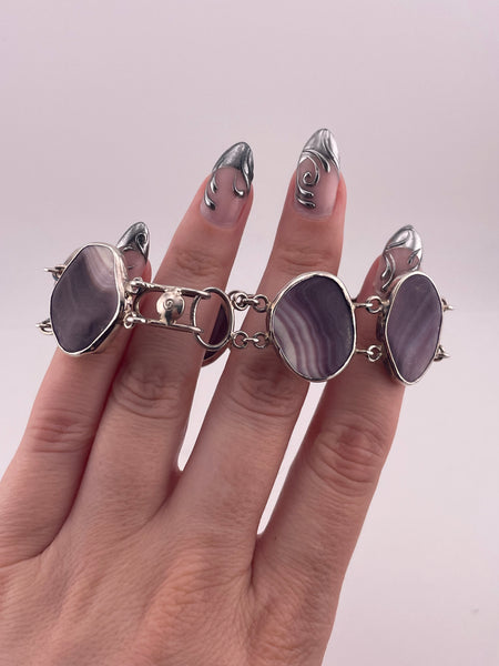 sterling silver 7-1/2" wampum shell bracelet