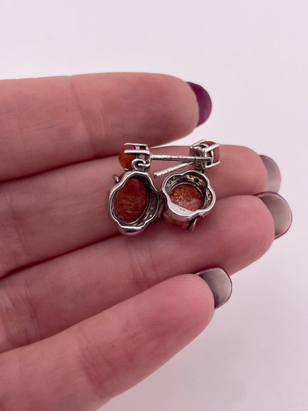 sterling silver sun stone post dangle earrings