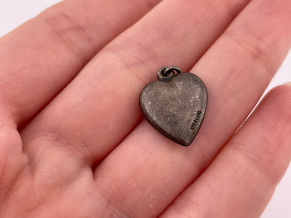 sterling silver Cupid puffy heart pendant