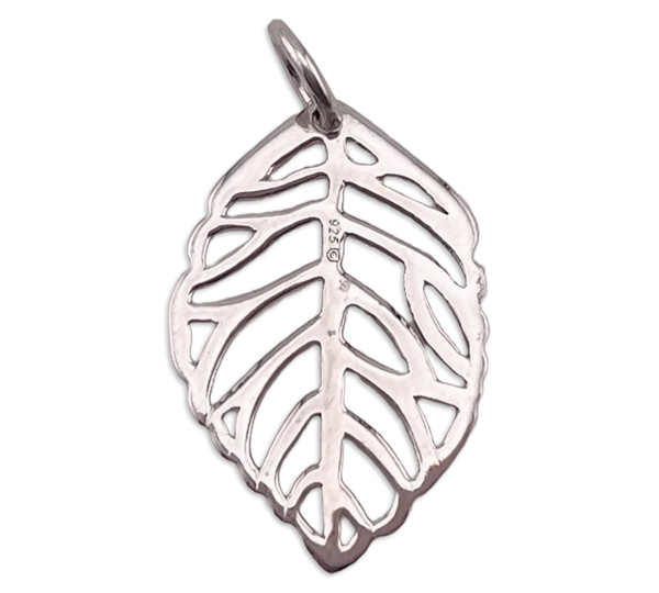 sterling silver leaf cut-out design pendant