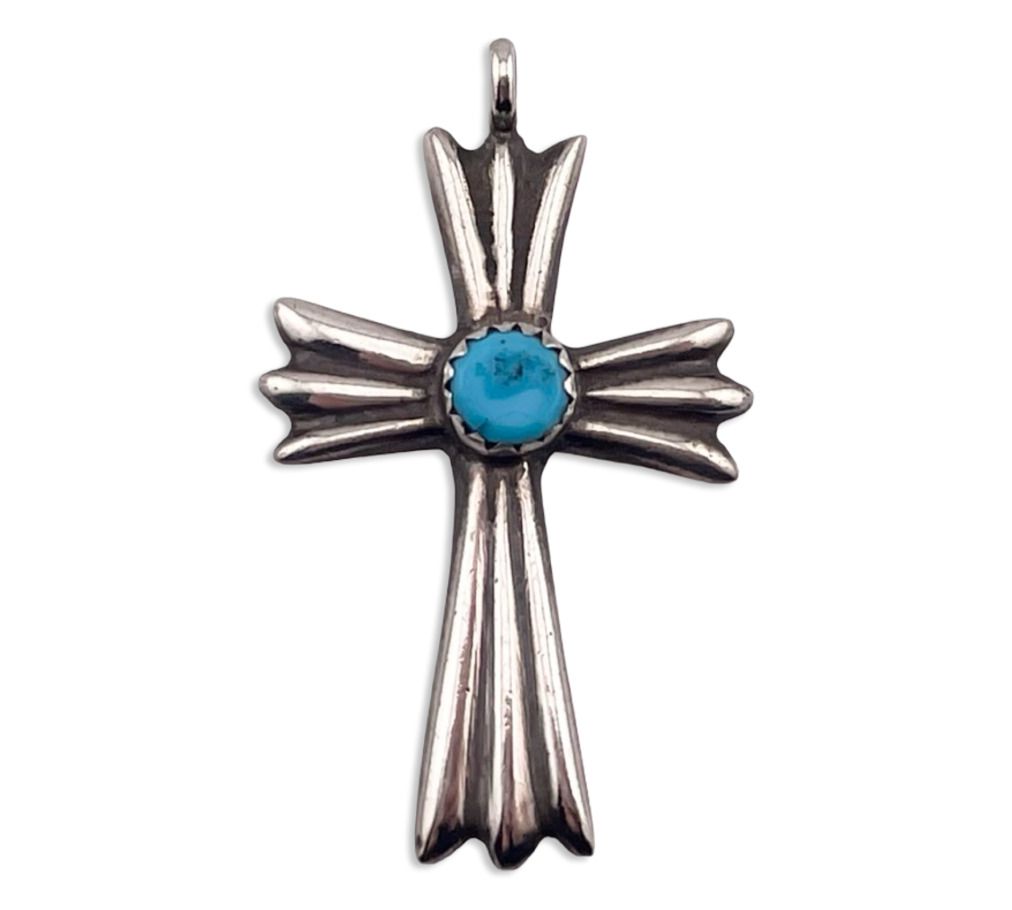 sterling silver turquoise cross pendant